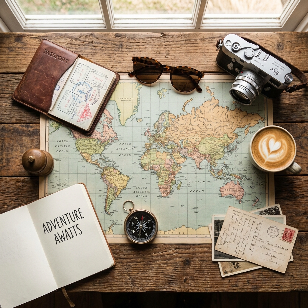 Travel Planning Flatlay