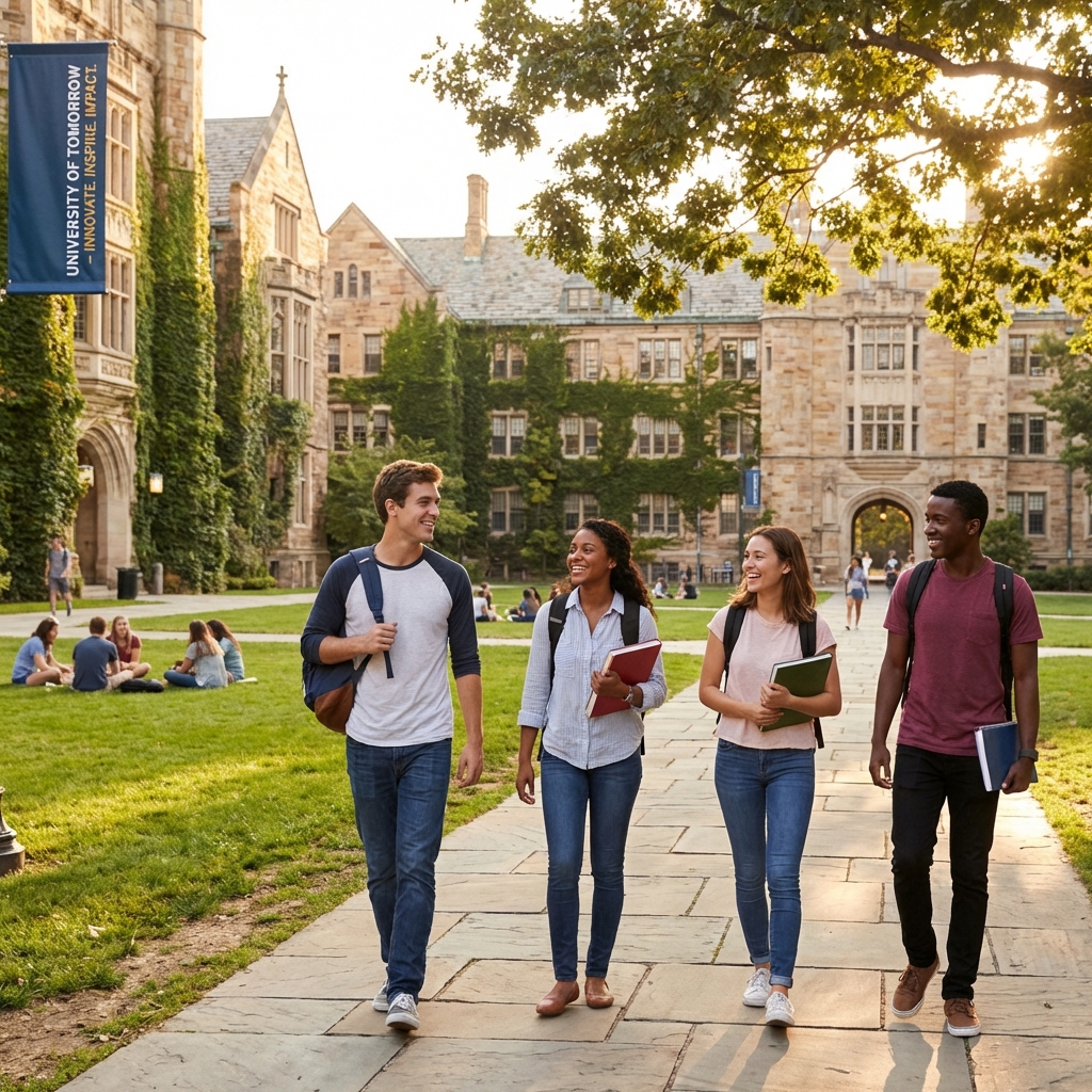 Students on university campus
